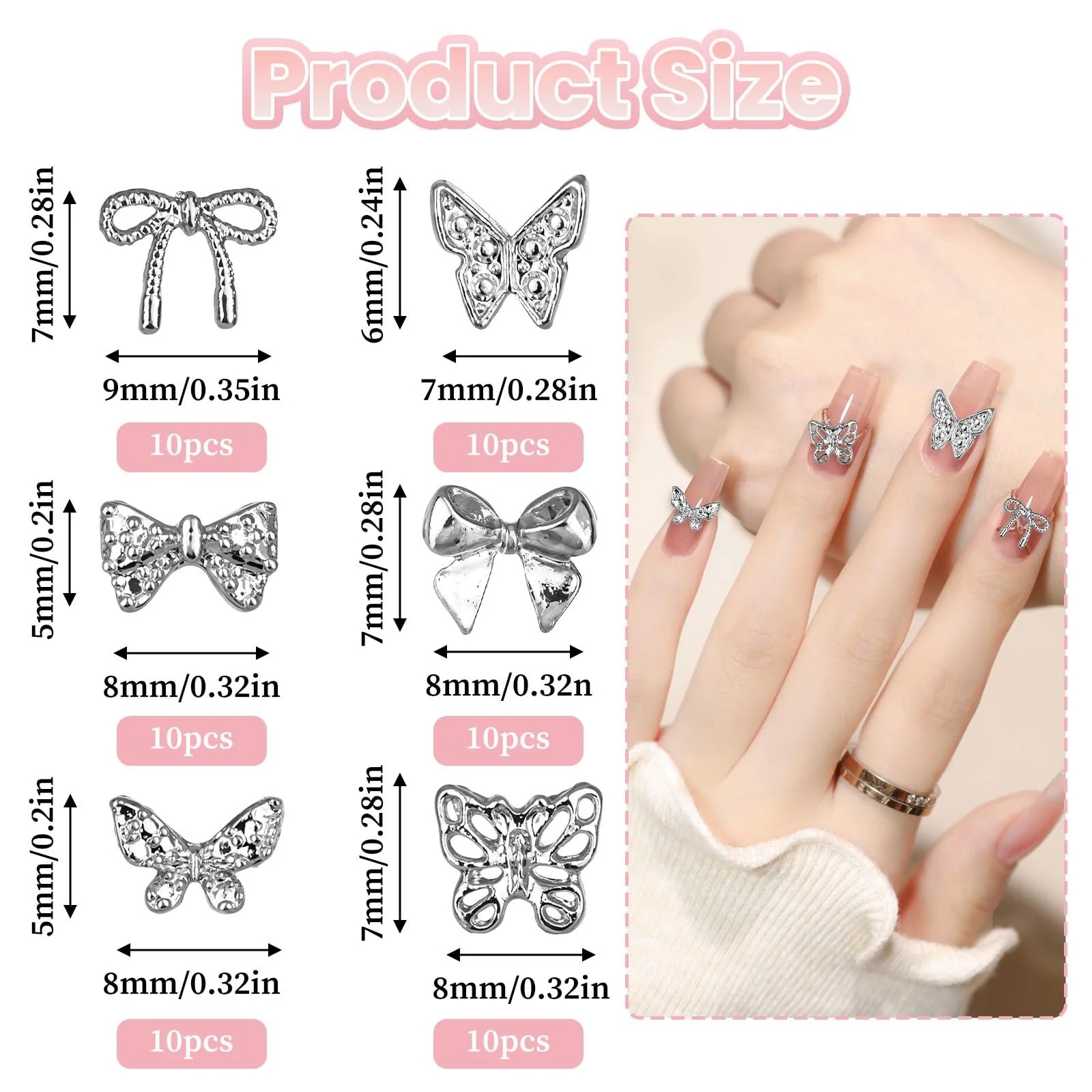 Бантик Giantree 60шт Сріблястий, фото №5