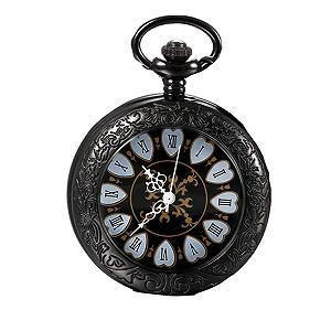 Годинник JewelryWe Retro Hand Winding Mechanical Pocket Watch Vintage Floral Pattern з римськими цифрами Чорний/Срібний - Фото 1