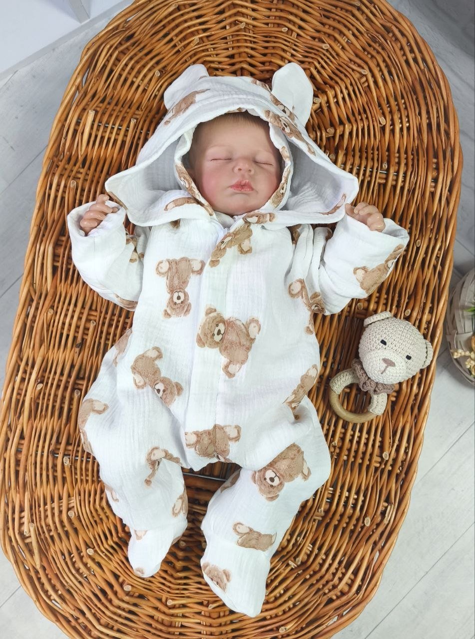 Муслиновый человечек, и шапочка для новорожденного, слепой Тедди, фото №1