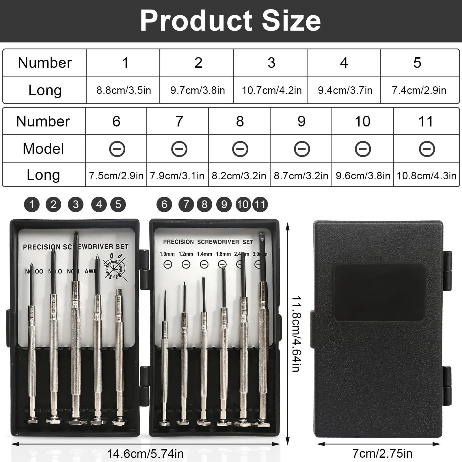 Набір викруток прецизійних 11 предметів для ремонту годинників та окулярів Mini Mechanic, фото №2