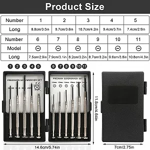 Набір викруток прецизійних 11 предметів для ремонту годинників та окулярів Mini Mechanic synthetic.ua - Фото 1