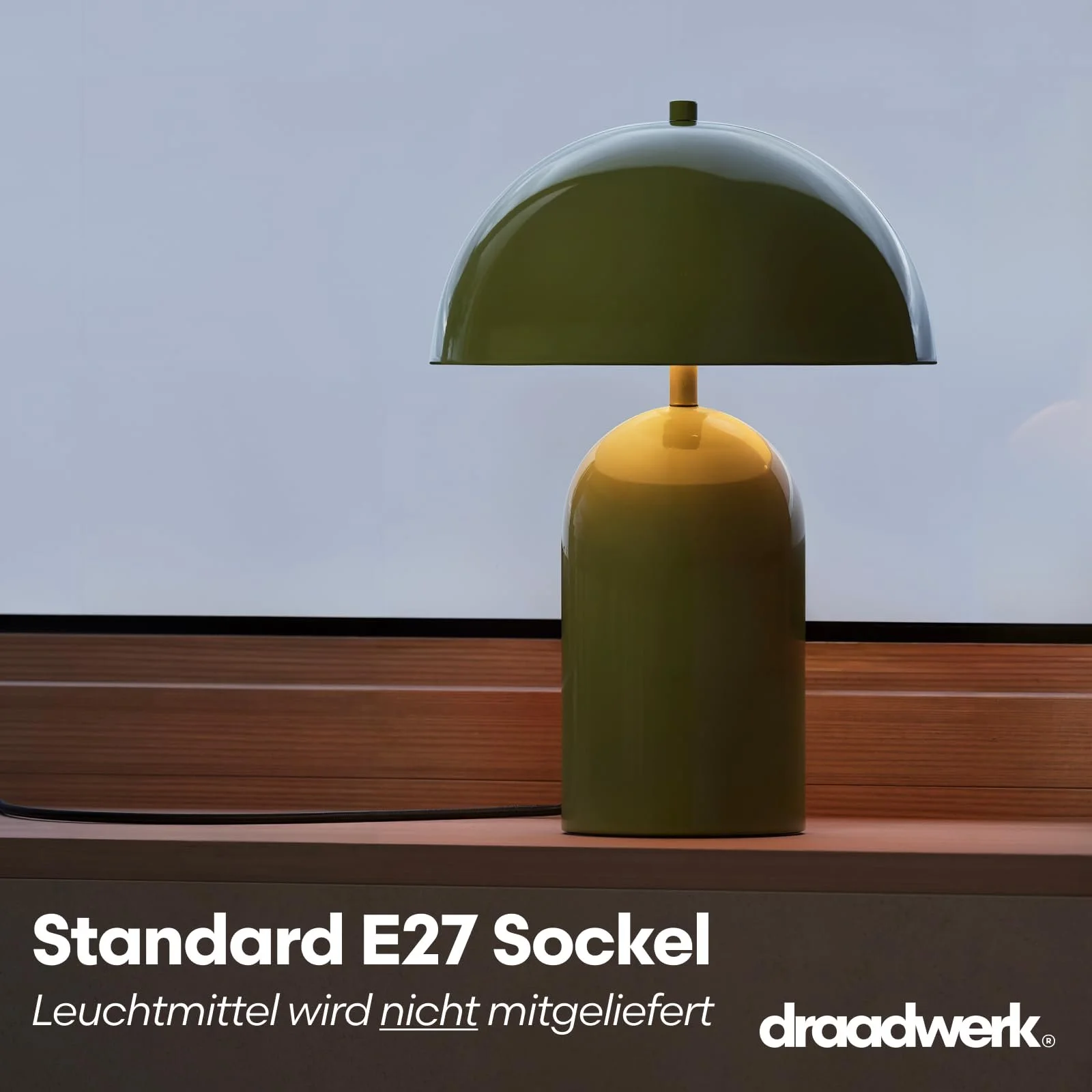 Настольная лампа Mushroom Emilia из порошкового металла ретро с купольным абажуром E27 зеленая, фото №5