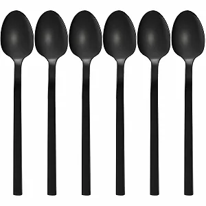 Ложки кофейные GRÄWE Lisbon, набор 6 шт, черные, ложки чайные, нержавеющая сталь с титановым покрытием, ложка для торта, ложка для мокко, ложка для сахара, маленькая ложка, полированная, можно мыть в посудомоечной машине - Фото 1