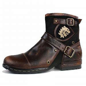Ботинки Biker OSSTONE OS-5008-1-BP-DE-R из коровьей кожи с резиновой подошвой мужские - Фото 1