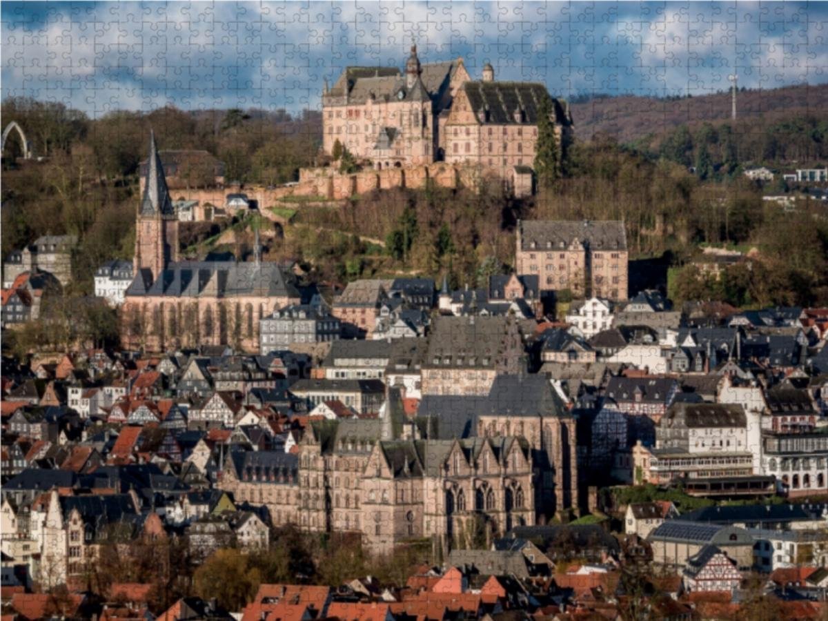 Пазл Marburg an der Lahn, View from Rabenstein on the Old Town 1000 деталей Landscape, фото №3