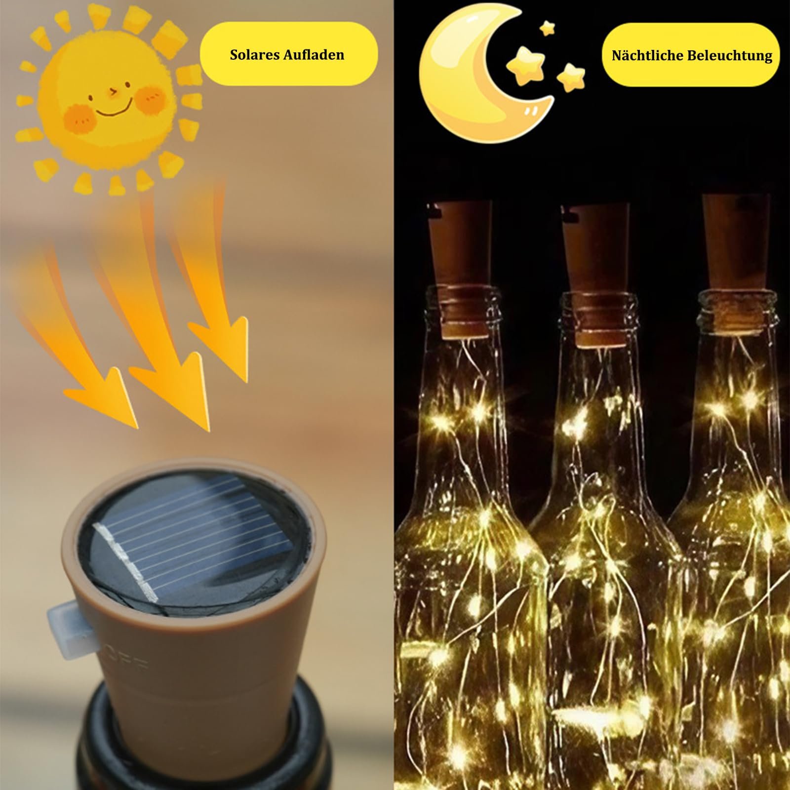 Гірлянда ENLACE Сонячна Для Пляшок 2 м 20 LED Теплий Білий, фото №3