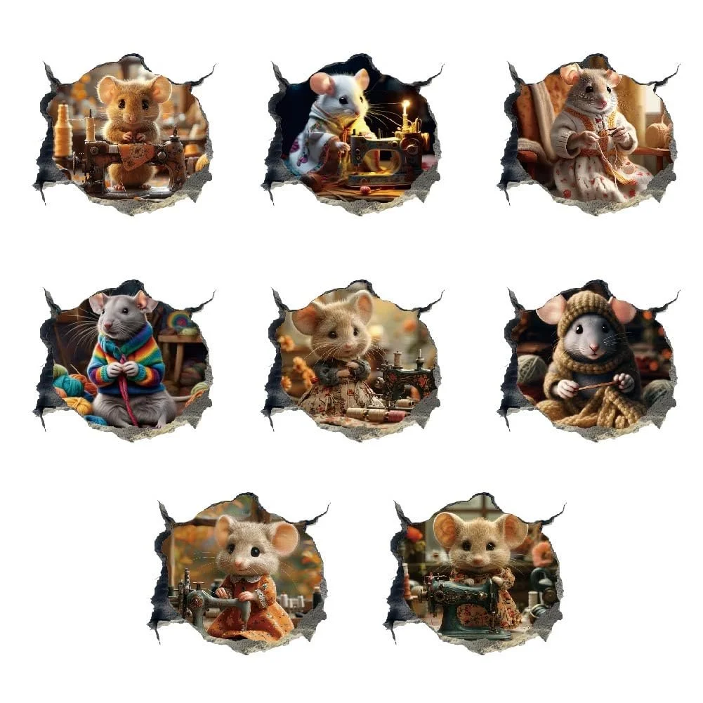 Наклейка на стіну SUPERDANT Nähmaus 3D Миші Вінілова 30 x 96 см, фото №3