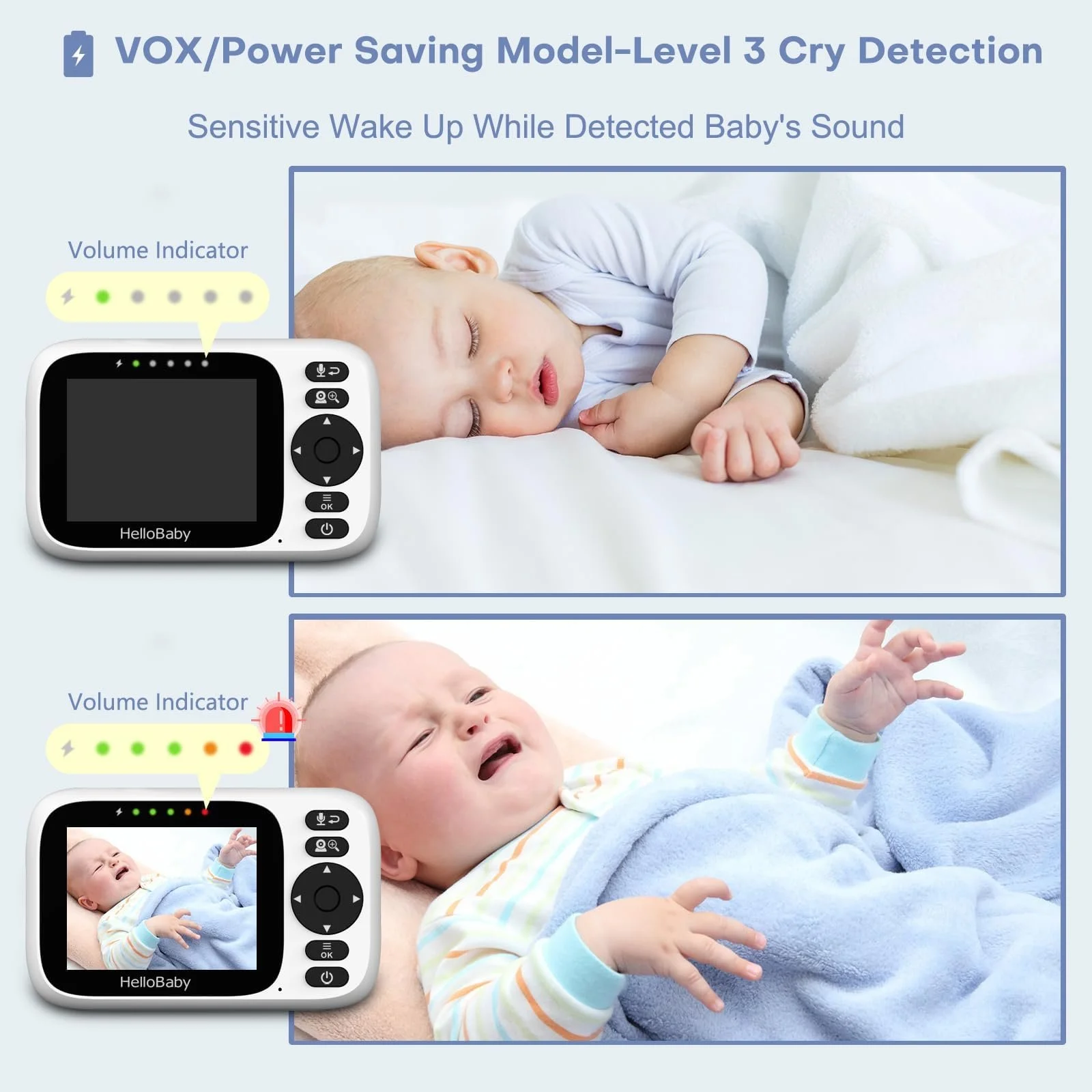 Відеоняня HelloBaby HB6339 3.2" IPS Pan-Tilt-Zoom VOX, фото №7 Відеоняня HelloBaby HB6339 3.2" IPS Pan-Tilt-Zoom VOX, фото №7