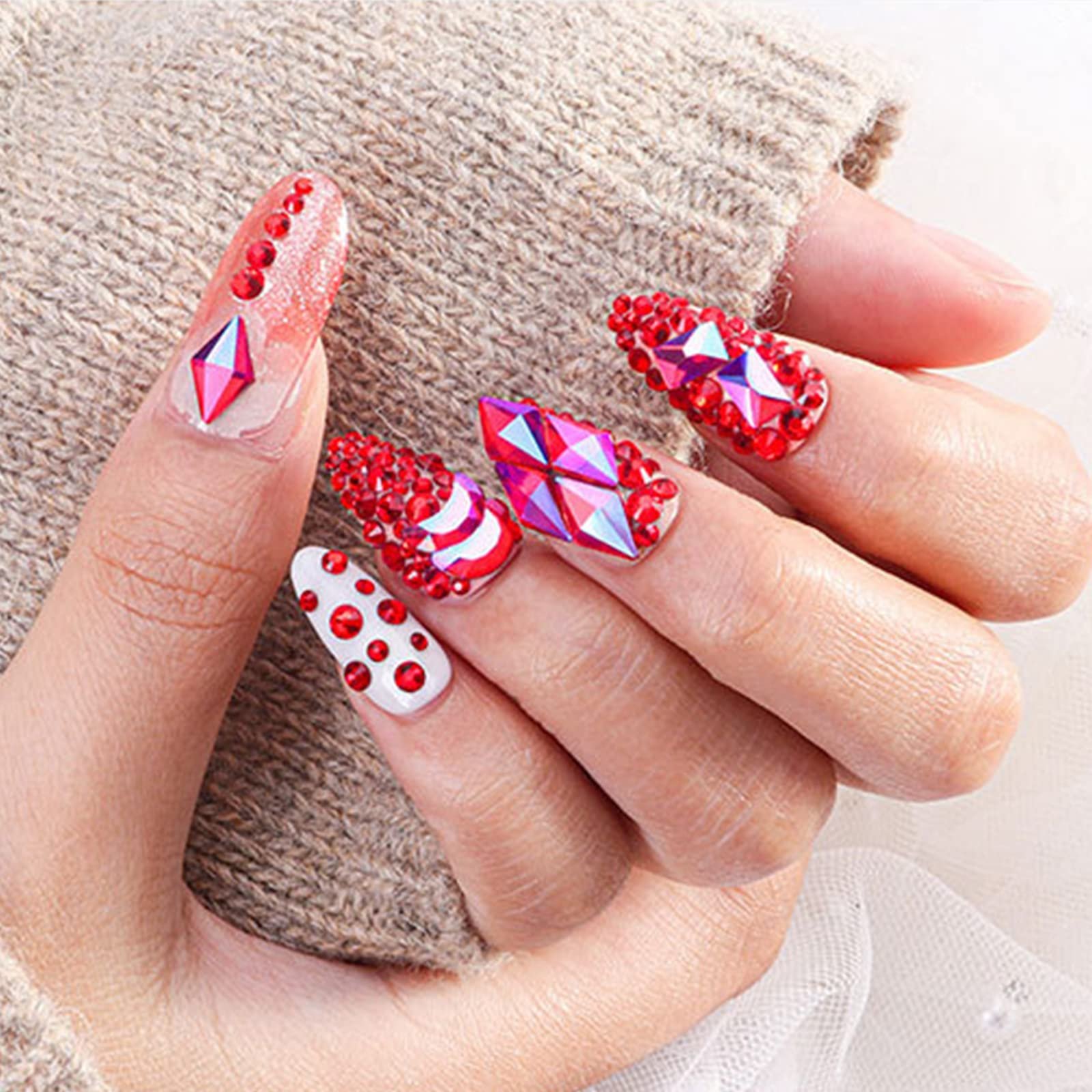 Стрази для нігтів Різні форми Блискучі Скляні декоративні аксесуари з коробкою, фото №7