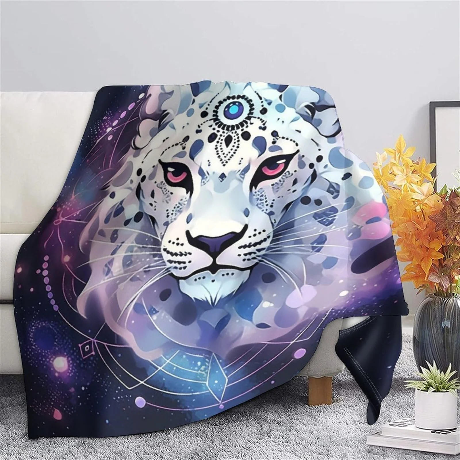 Покривало Плюшева Милий Сніжний Леопард, Сірий, 100 x 130 см, фото №6