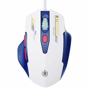 Мышь Uineer проводная, эргономичный дизайн, до 7200 DPI регулируемая, 6 кнопок, для компьютера, ПК, ноутбука, Plug & Play, сине-белая - Фото 1