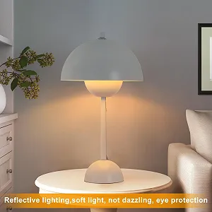 Настільна лампа Alpinaluz Біла Сталева Скандинавський ретро-дизайн Подвійний купол E27 synthetic.ua - Фото 1