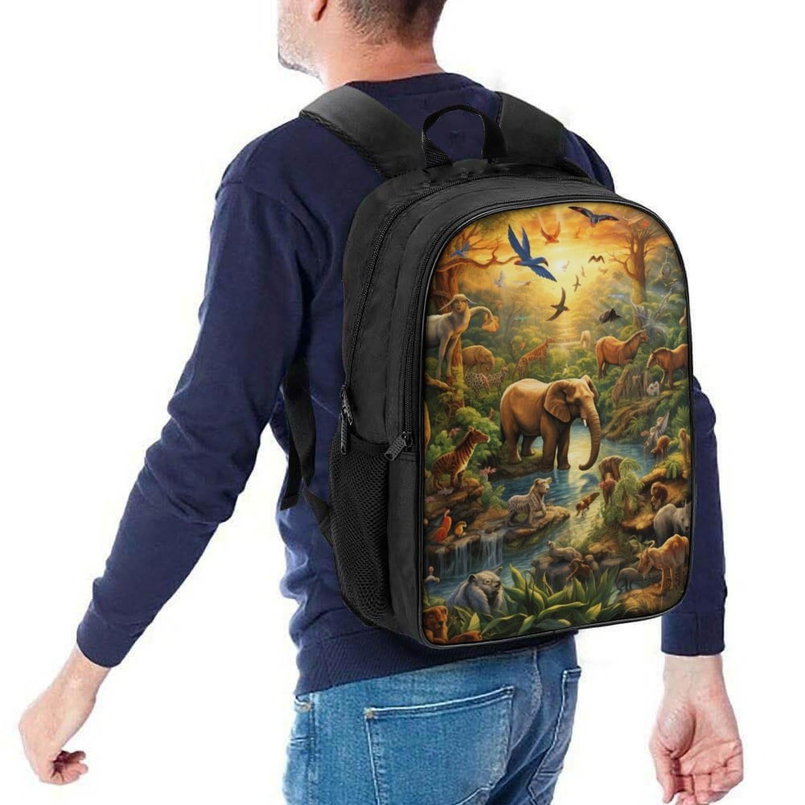 Ранець DPEOANEBN Jungle Animals для хлопчиків, дівчаток та підлітків, водонепроникний, для школи, для жінок та чоловіків, для ноутбука, рюкзак 40x28x16 см, фото №5