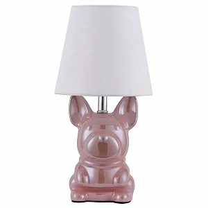 Настільна лампа Ceramic Puppy Linen Fabric Shade Pink - Фото 1