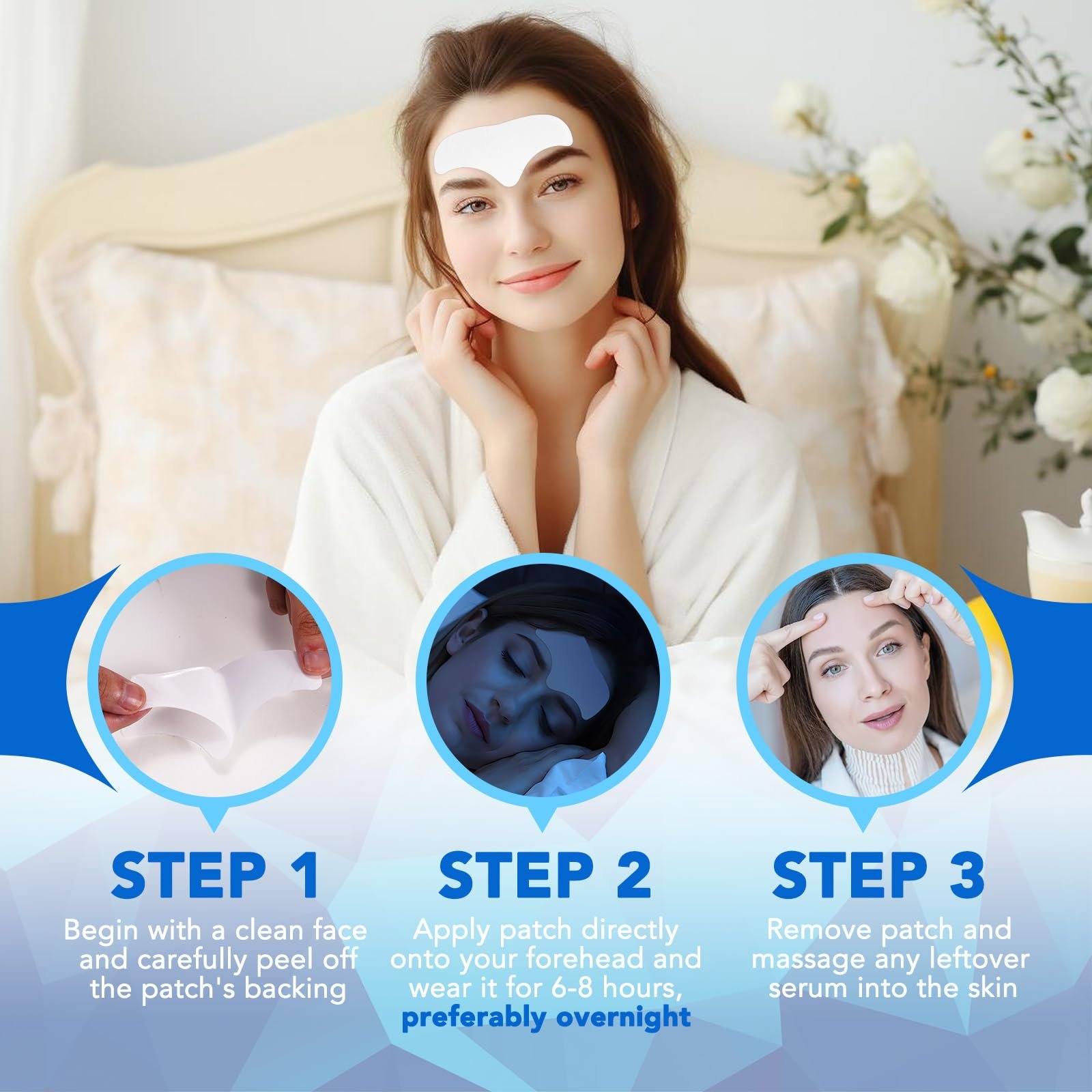 Патчі для обличчя проти зморшок на лобі - 16 шт. з алое вера, гіалуроновою кислотою та колагеном, фото №5