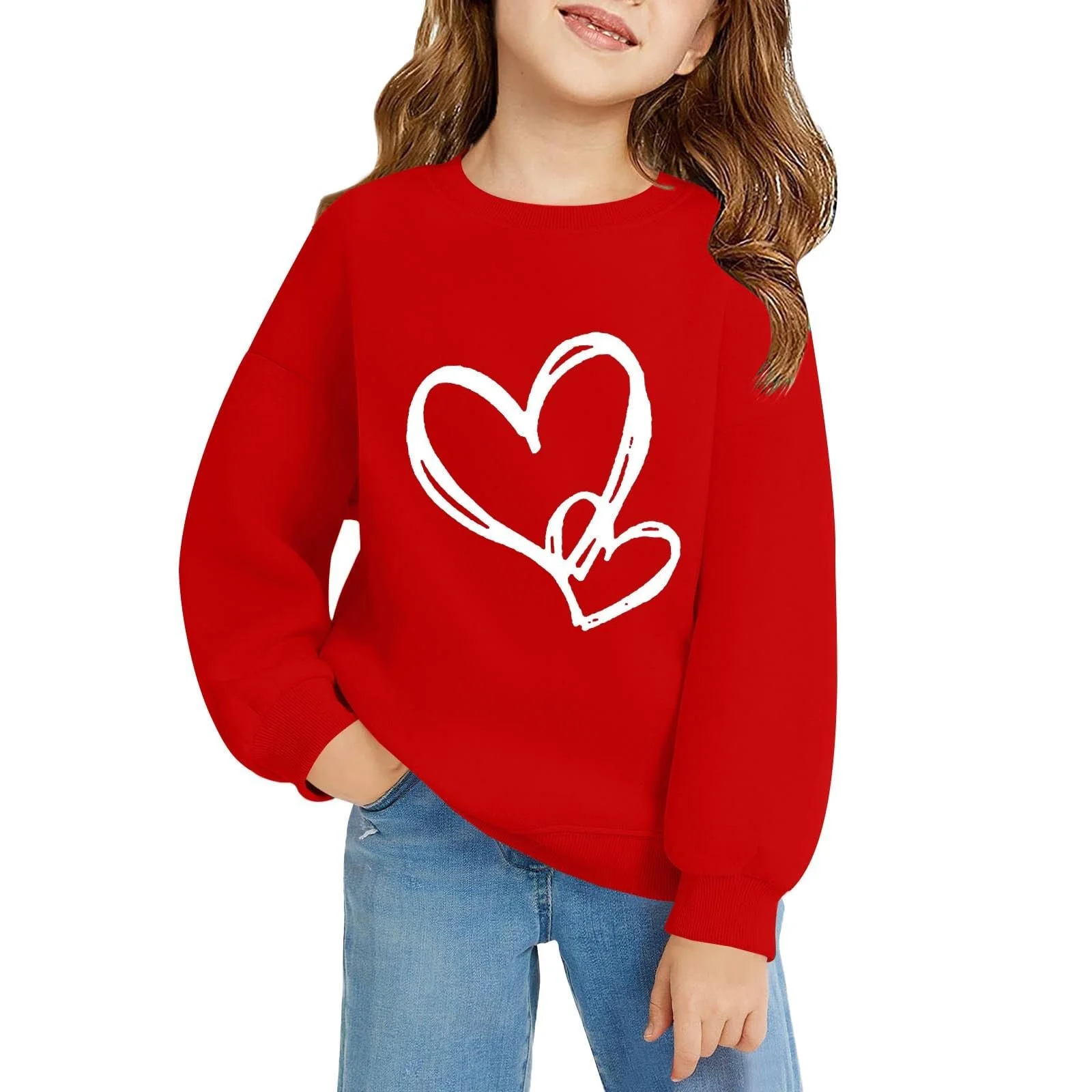 Толстовка для девочек и детей, черная, с длинными рукавами, круглый вырез, принт сердце, рождественский свитер, осень, зима, пуловер, толстовки, свободный крой, хлопок, мягкая, фото №5