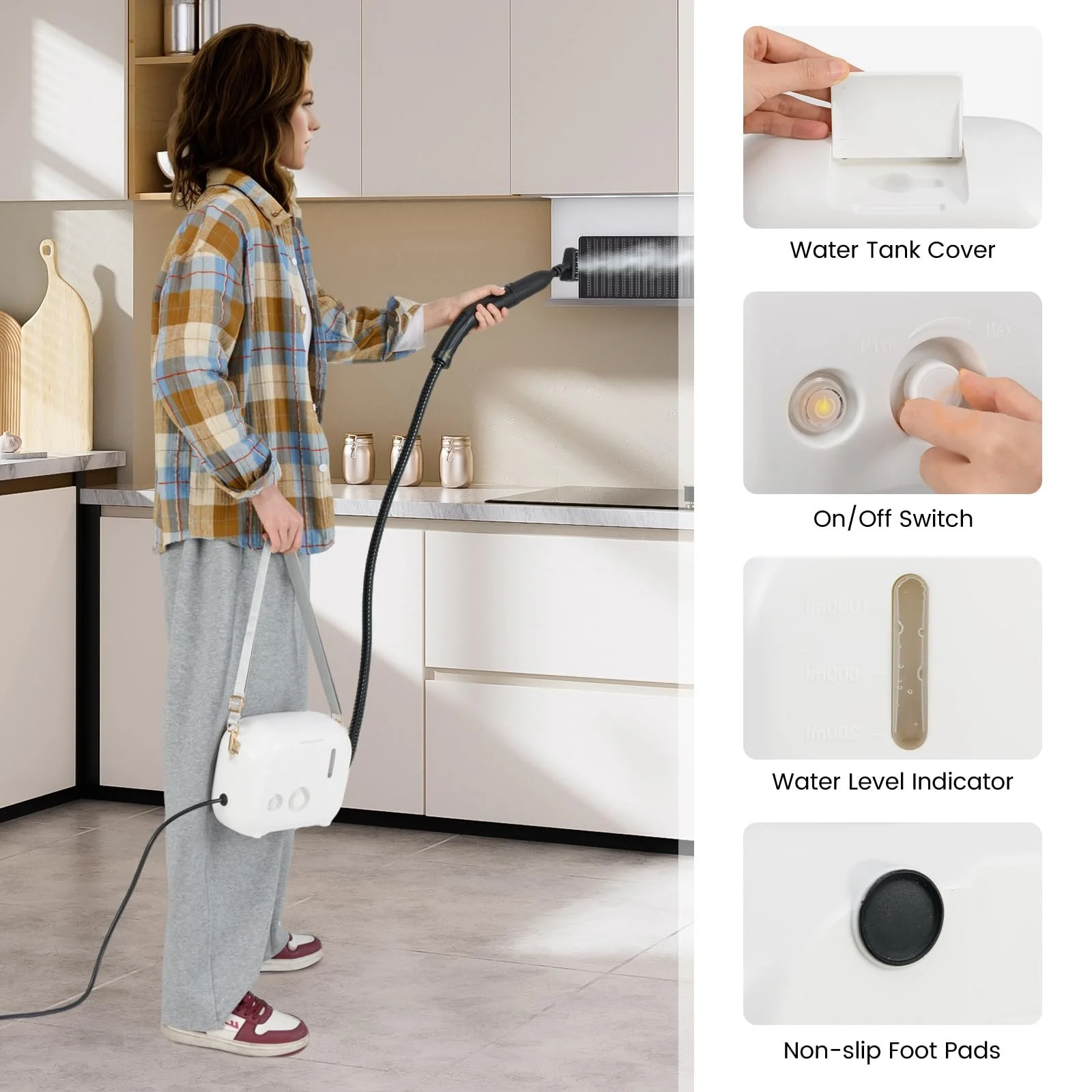 Ручной пароочиститель SOARS 11 аксессуаров 3 бар 180°C 1500 Вт 1 л Белый, фото №5