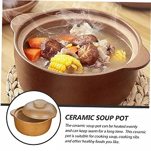 Кастрюля керамическая 1,6 л с крышкой термостойкая для супа synthetic.ua - Фото 1