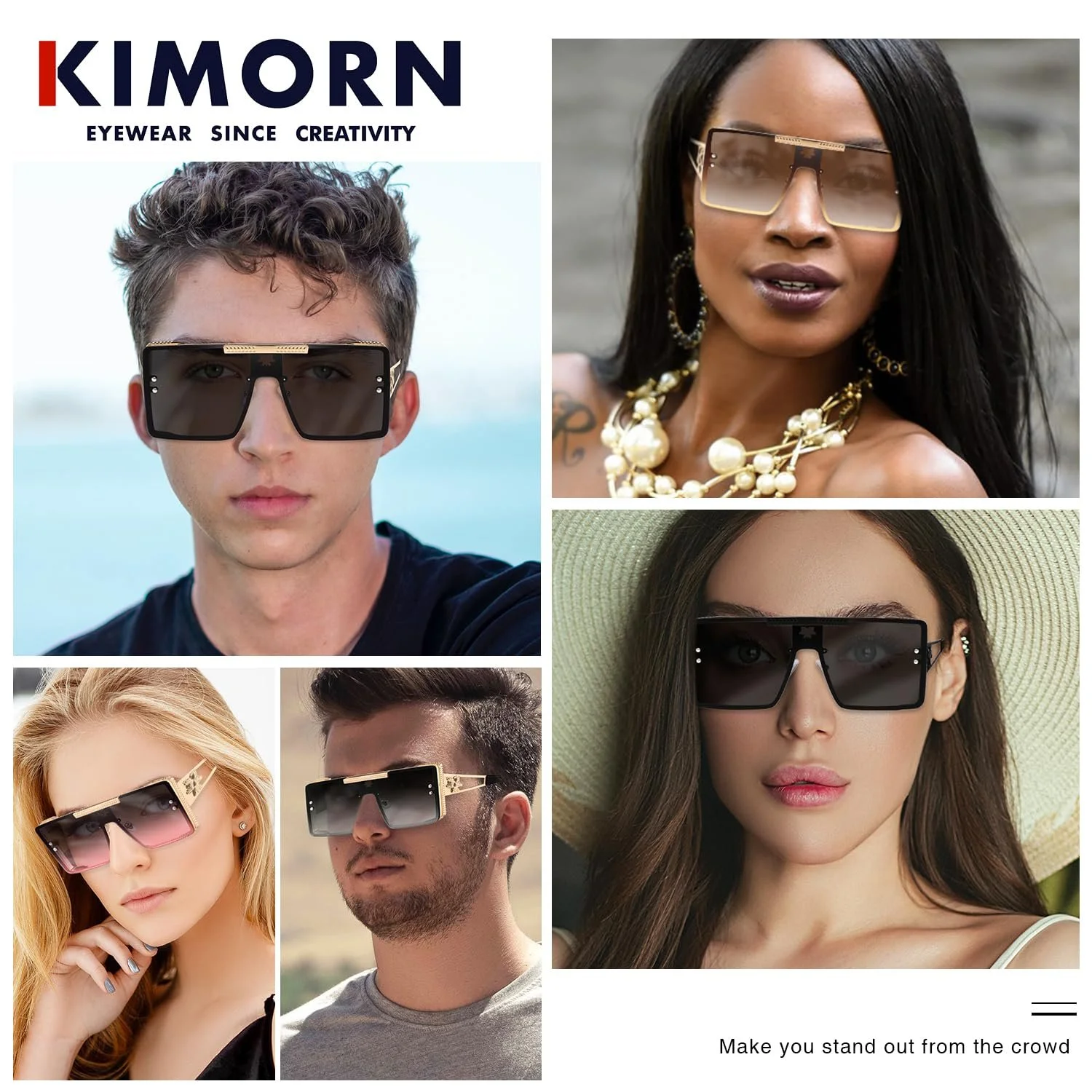Квадратні великі сонцезахисні окуляри Kimorn для чоловіків і жінок, велика пласка оправа, фото №2