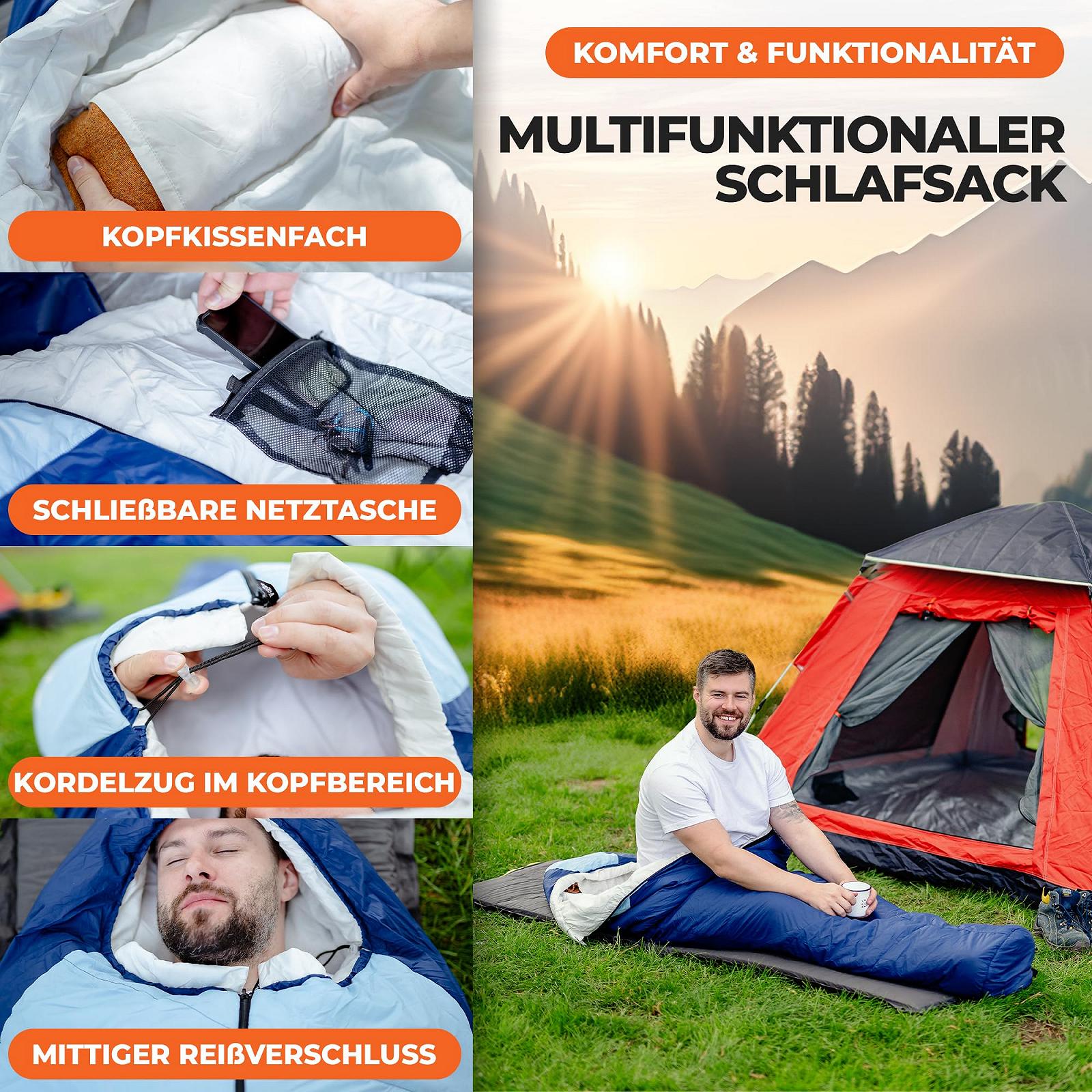 Спальный мешок FARKAS Outdoor 3 Сезона для взрослых [Высокий комфорт сна] Водонепроницаемый Ультралегкий Компактный Размер Мумия, фото №4