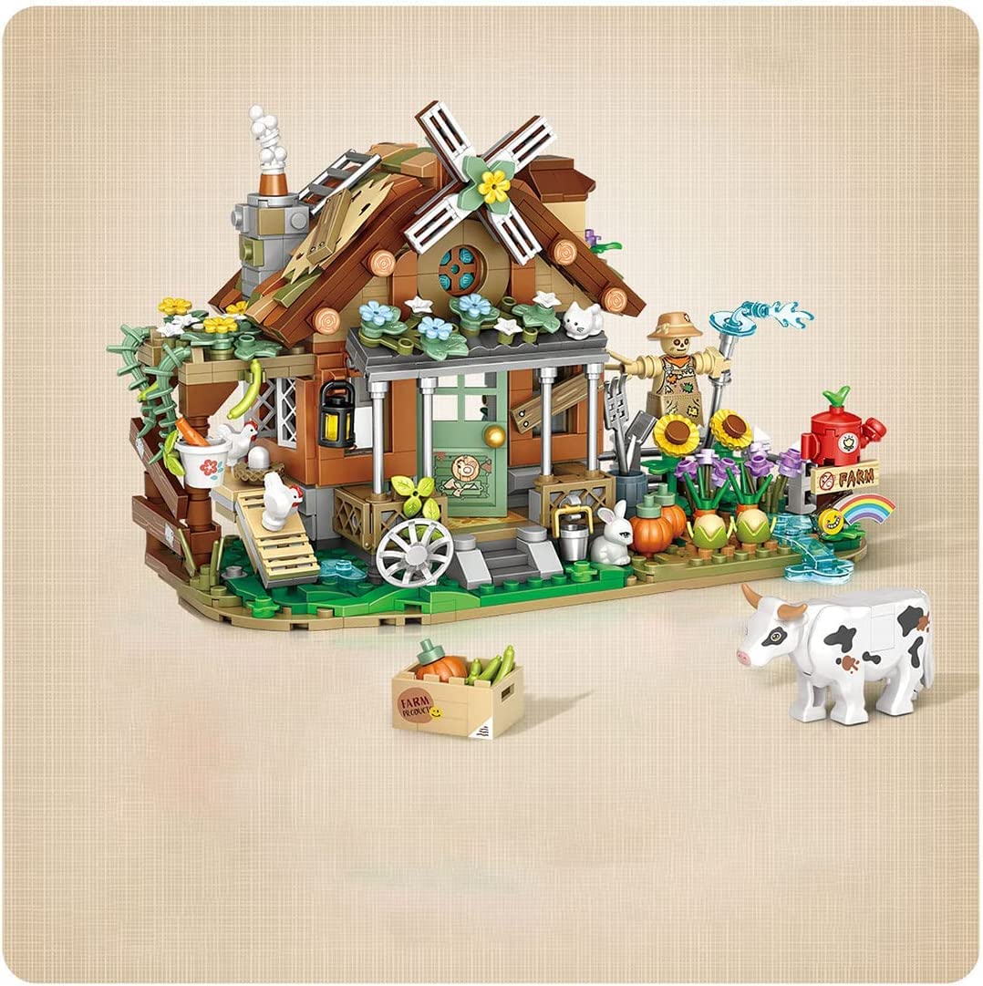 Набор AKOGD Farm Cottage Farm Architecture из мини-кирпичей, ферма с животными 899 шт., фото №5