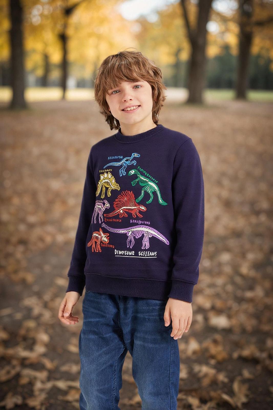 Дитячий світшот Alleen Бавовна, фотолюмінесцентний малюнок акули та динозавра, фото №2 Дитячий світшот Alleen Бавовна, фотолюмінесцентний малюнок акули та динозавра, фото №2