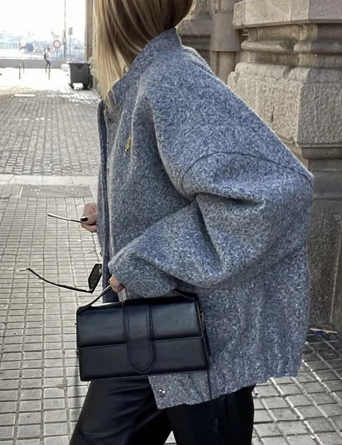 Жіноча куртка-бомбер Sukany Oversized, суміш вовни, на ґудзиках, вільна, Varsity, довгий рукав, повсякденна куртка-сорочка, пальто, фото №6