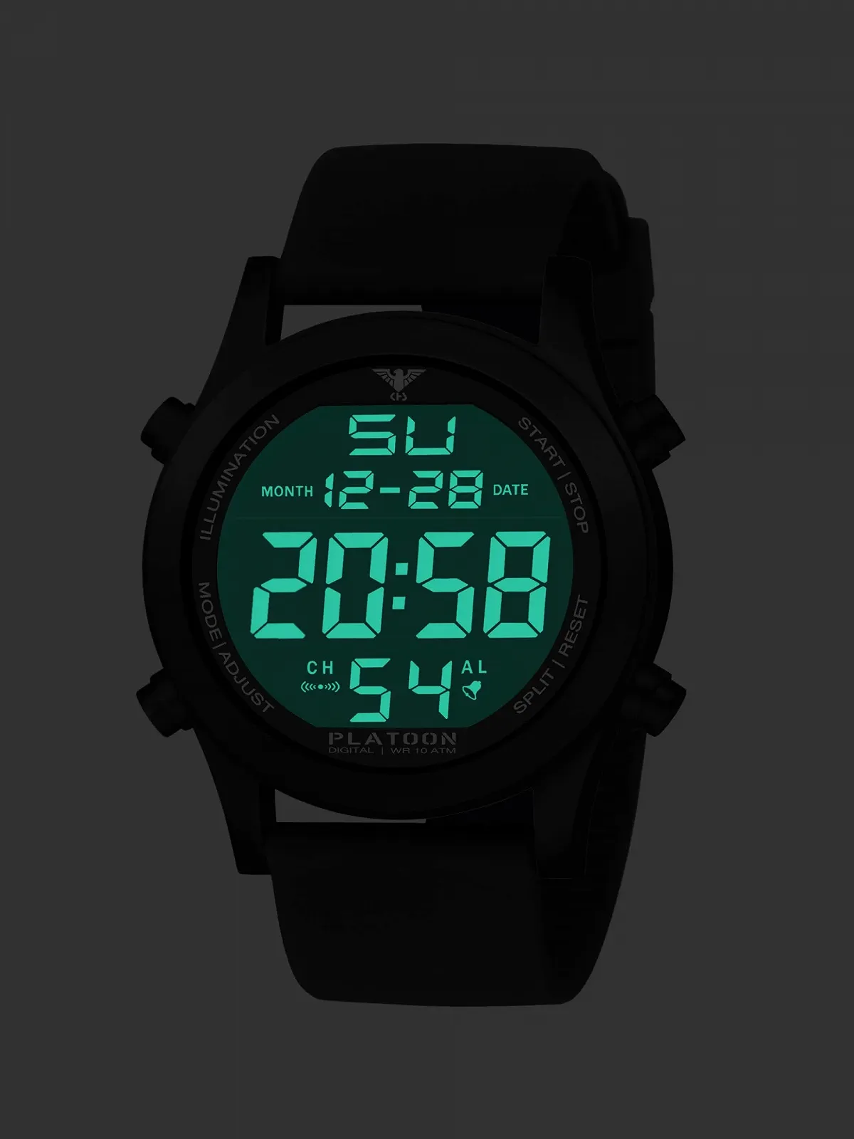 Цифровые мужские часы KHS Platoon PLABSD.SB, черный силиконовый ремешок, черный, военные, фото №5 Цифровые мужские часы KHS Platoon PLABSD.SB, черный силиконовый ремешок, черный, военные, фото №5