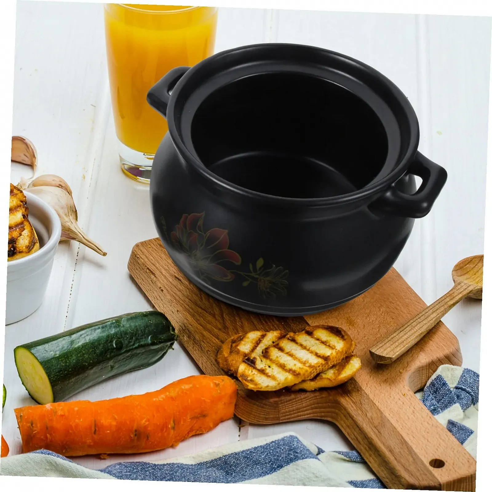 Кастрюля Керамическая с крышкой 2 л Черная, фото №7 Кастрюля Керамическая с крышкой 2 л Черная, фото №7