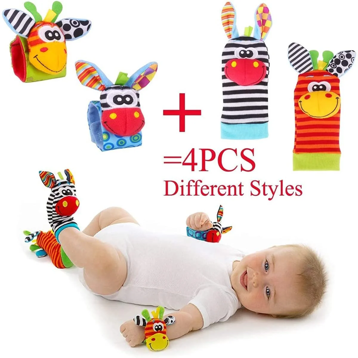 Игрушка на запястье и носки, плюшевые игрушки, развивающая игрушка для новорожденных, фото №7