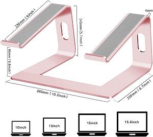 Подставка для ноутбука Orionstar, эргономичная подставка для ноутбука для стола, алюминиевый держатель для ноутбука с вентиляцией, подставка для ноутбука, совместимая с MacBook Air Pro, Samsung Notebook 10-15.6 дюймов, розовая synthetic.ua - Фото 1