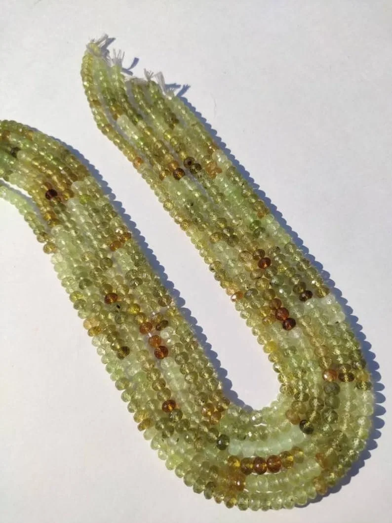 Намистини Гранат Гроссуляр Натуральний Круглий Огранований 5.5-6 мм, нитка довжиною 40.5 см, для різнокольоровий, фото №2