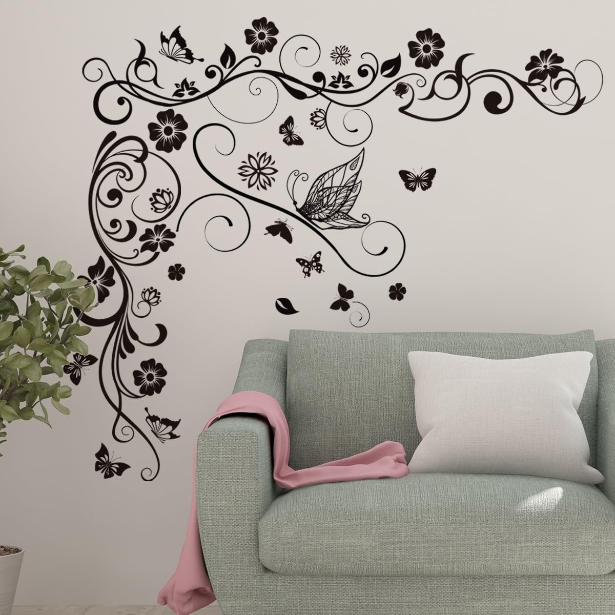 Наклейка на стіну COVPAW Лоза Метелики Квіти, фото №5 Наклейка на стіну COVPAW Лоза Метелики Квіти, фото №5
