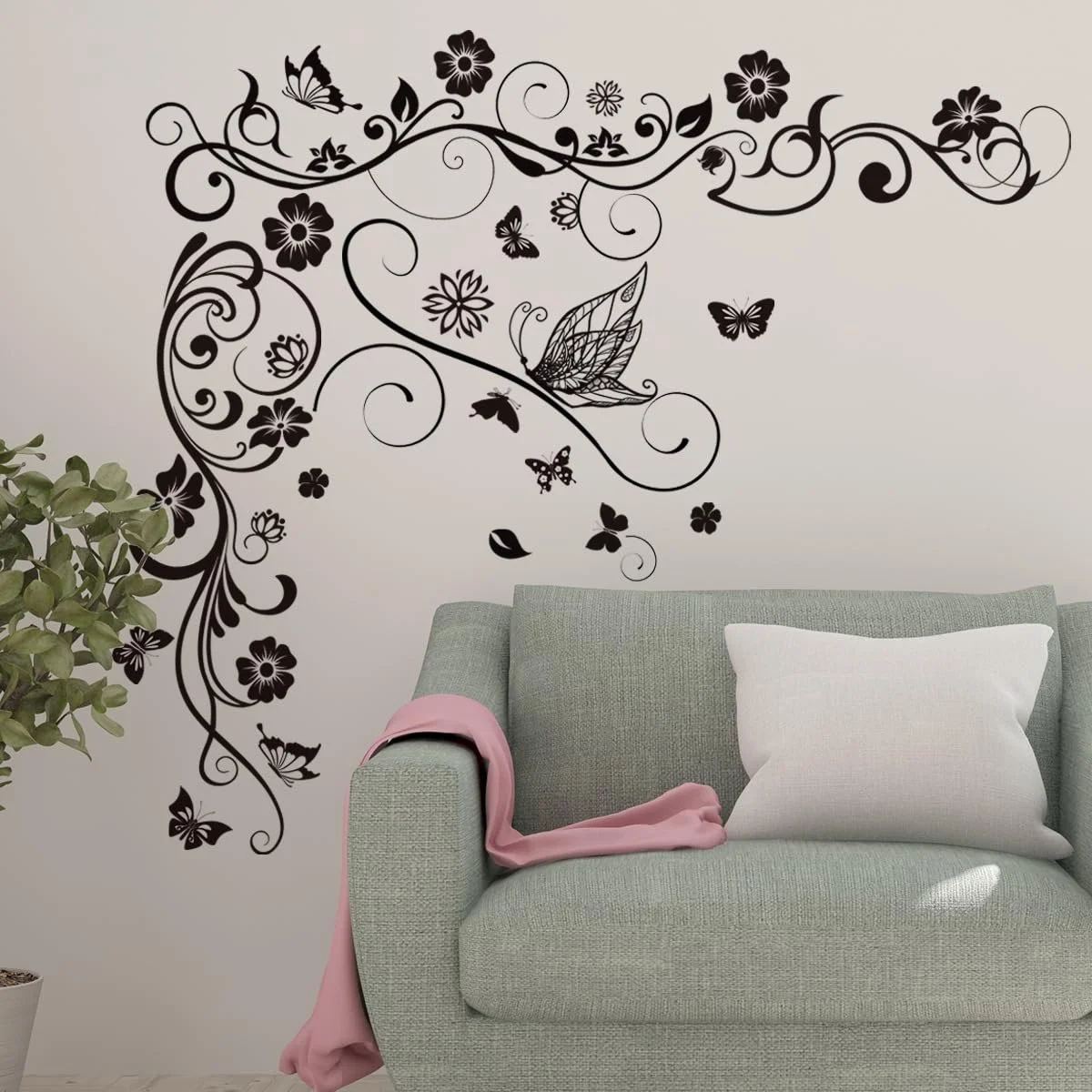 Наклейка на стену COVPAW Лоза Бабочки Цветы, фото №5