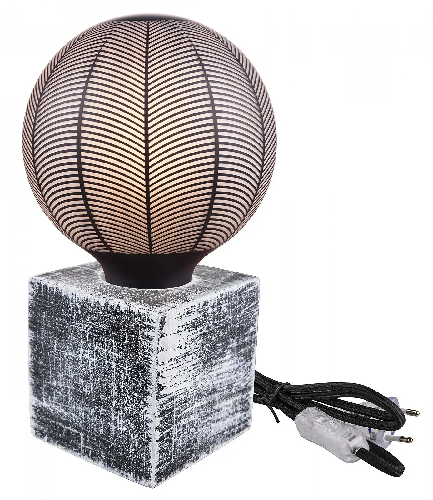 Настільна лампа greenandco Concrete бетонна E27 з вимикачем та вилкою 10 x 10 см чорна, фото №5