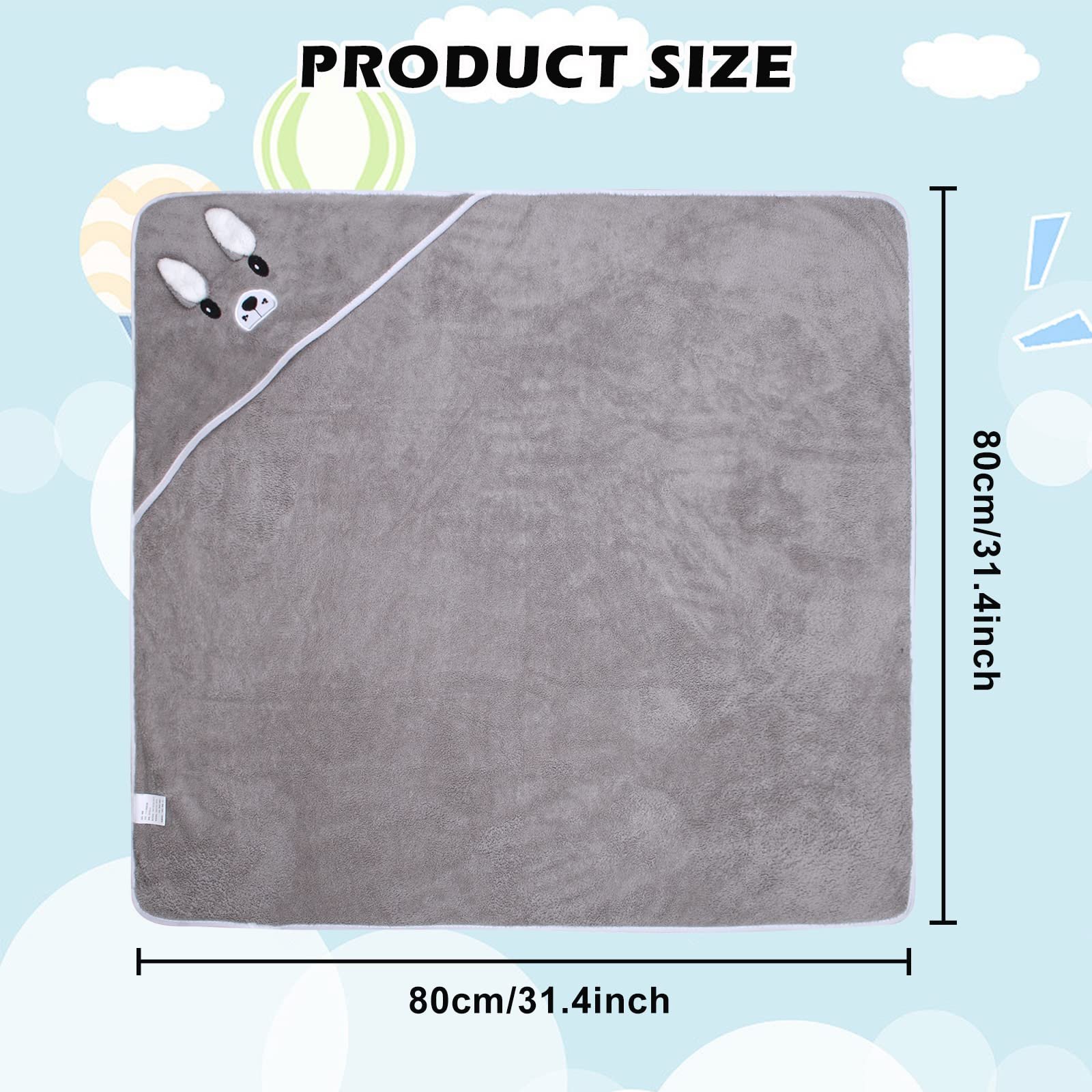 Полотенце с капюшоном для малышей 80 x 80 см, 3 шт., фото №2