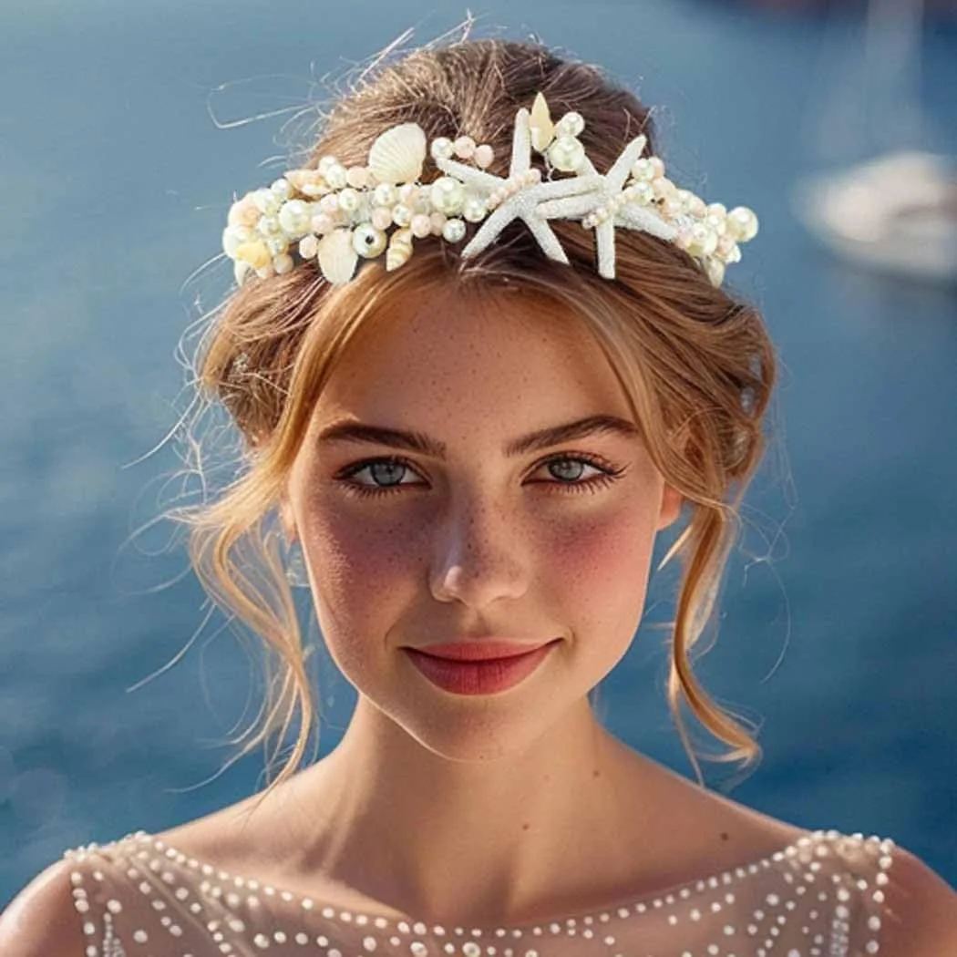 Обруч для волосся з морською зіркою Білий, фото №5