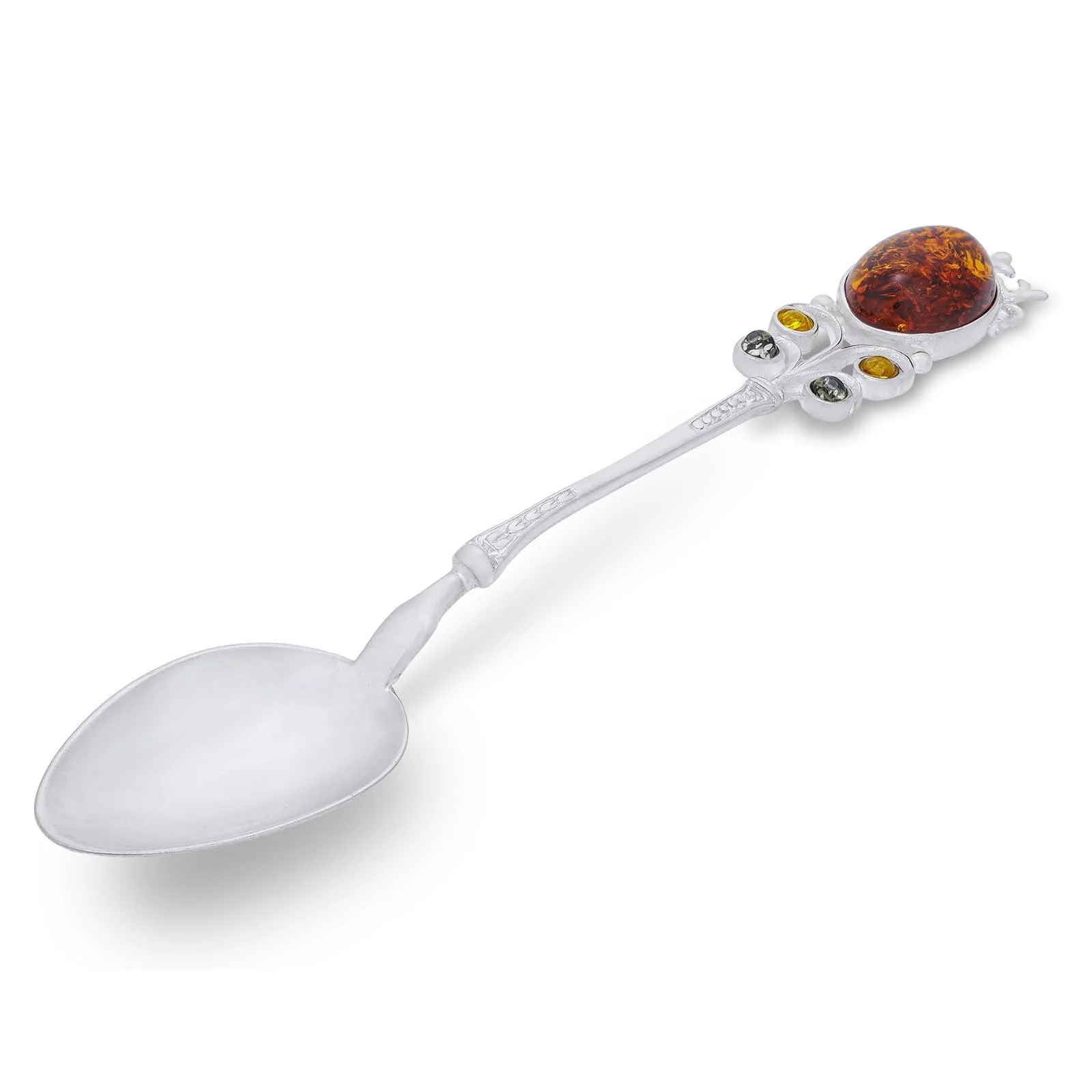 Срібна ложка Windsor з бурштином Стерлінгове срібло Блискучий, фото №1