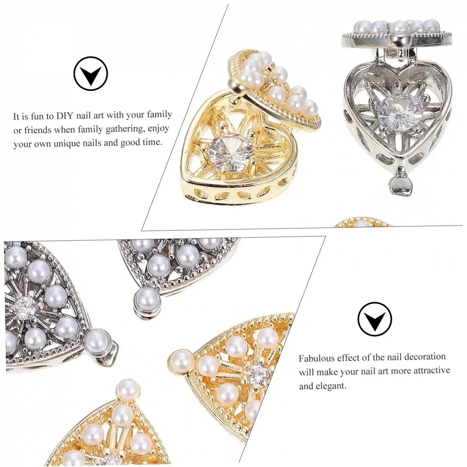 Стрази для нігтів Прикраса для нігтів Серце (4 шт.), фото №9