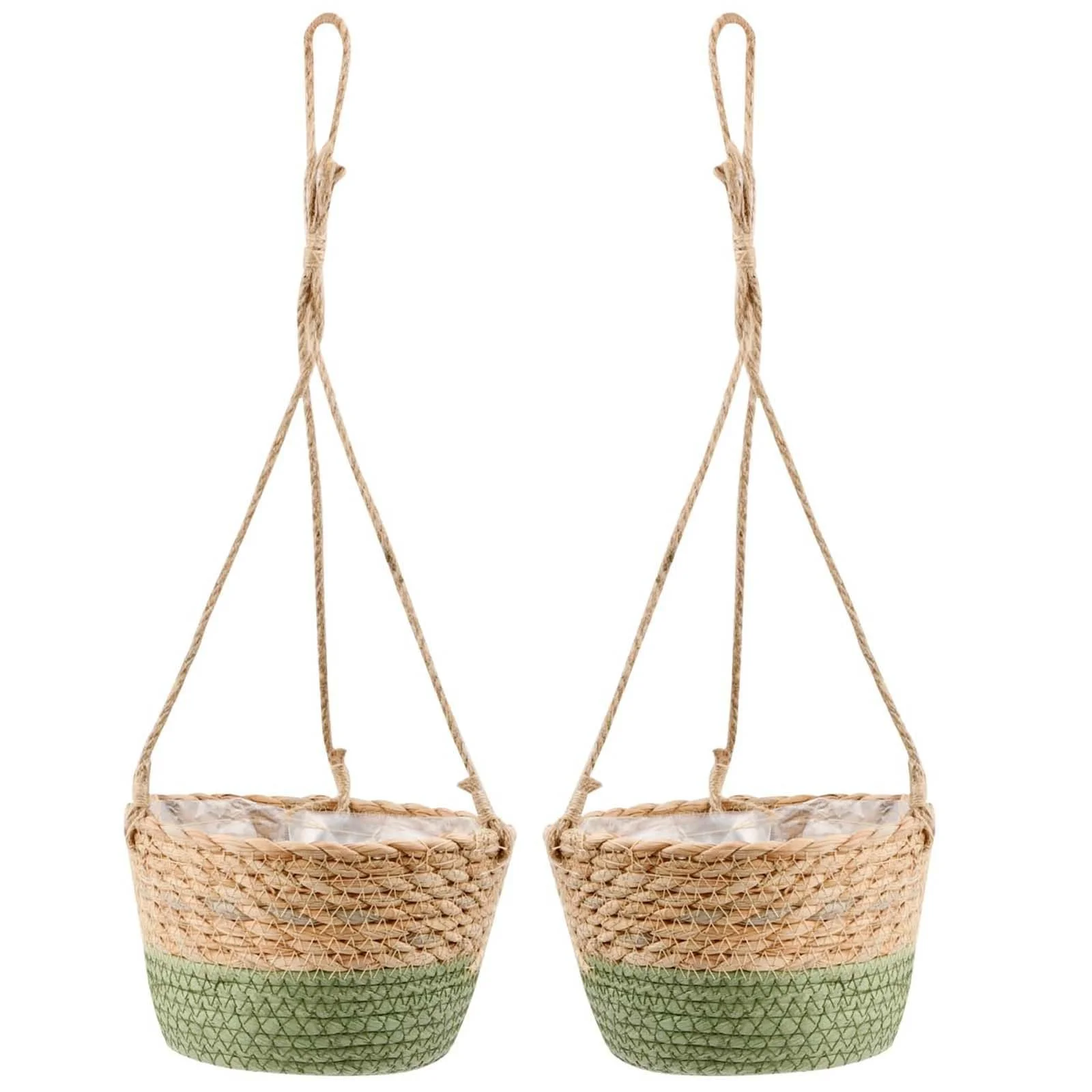 Підвісні кошики для рослин плетені, набір 2 шт., фото №1 Підвісні кошики для рослин плетені, набір 2 шт., фото №1