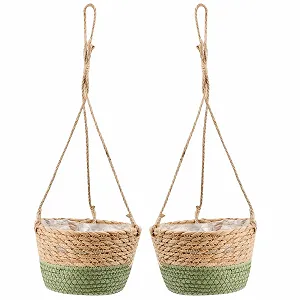 Підвісні кошики для рослин плетені, набір 2 шт. - Фото 1