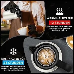 Термос для кофе из нержавеющей стали для горячих/холодных напитков, пыленепроницаемый изолированный термос для горячей воды для вечеринок/дома, кремовый synthetic.ua - Фото 1