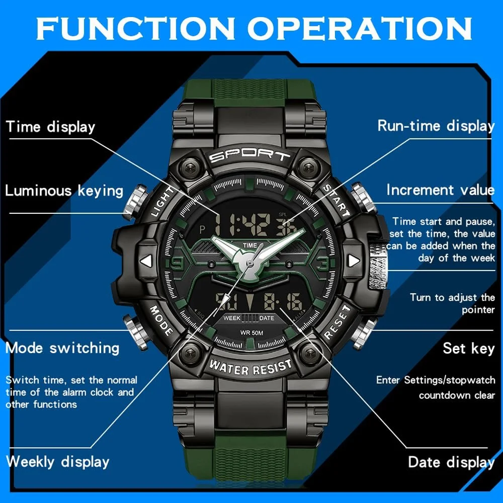 Спортивные Часы Findtime Мужские Военные Цифровые Водонепроницаемые Прочные с LED Подсветкой, Будильником, Секундомером, фото №7