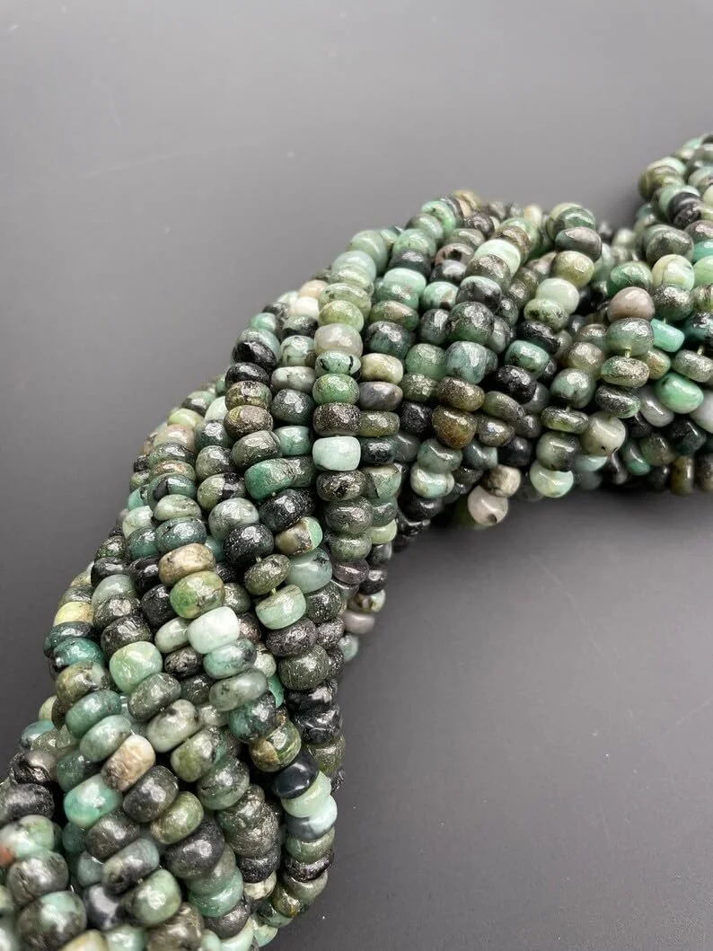 Бусины из натурального изумруда рондель гладкие 6 мм, длина нити 40.5 см, фото №6