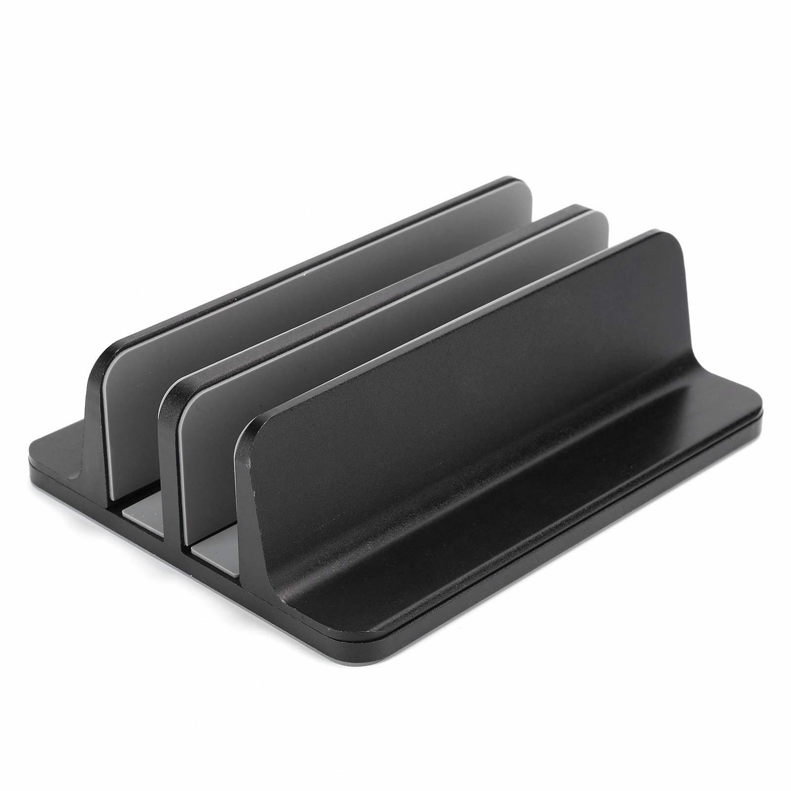 Вертикальна підставка для ноутбука регульована 2 слоти Алюмінієвий лоток-підставка з 3-стороннім силіконом для зберігання комп'ютера, планшета, книг, фото №3