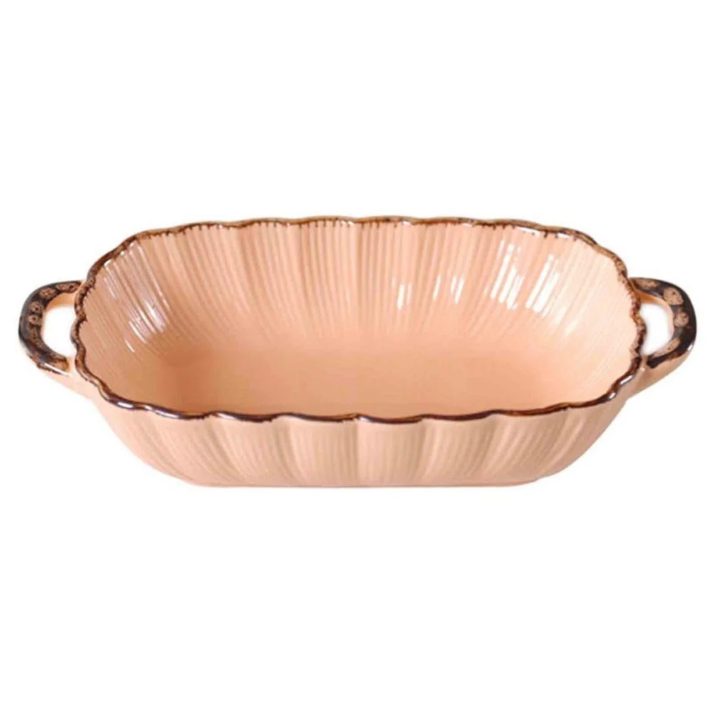 Форма для запекания Dxcaicc прямоугольная с двойными ручками текстурированная оранжевая, фото №1