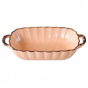 Форма для запекания Dxcaicc прямоугольная с двойными ручками текстурированная оранжевая - Фото 1