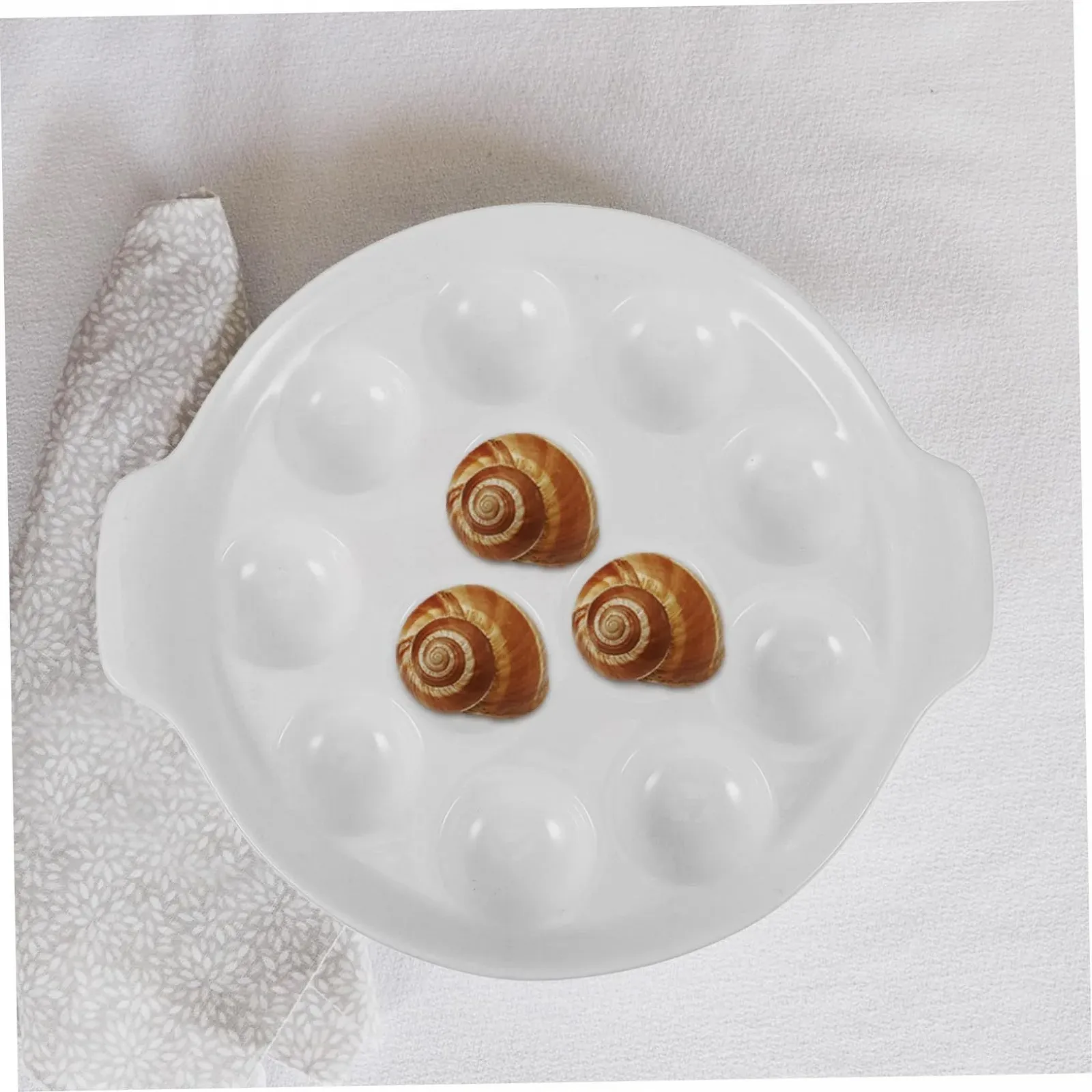 Форма для запекания улиток BESTYASH керамическая с ячейками и ручками, белая, фото №7 Форма для запекания улиток BESTYASH керамическая с ячейками и ручками, белая, фото №7