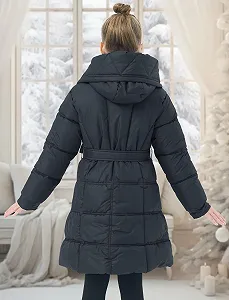 Зимняя куртка FEOYA для девочек, детская длинная толстая подростковая куртка-пуховик с элегантной подкладкой, теплая стеганая куртка с капюшоном Teddy, водонепроницаемая, для возраста 5-12 лет synthetic.ua - Фото 1