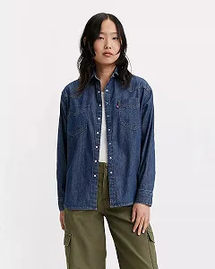 Жіноча джинсова рубашка LEVIS DONOVAN WESTERN SHIRT Air Space - XXS synthetic.ua - Фото 1